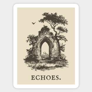 Overgrown Abbey Ruins Vintage Illustration Sticker